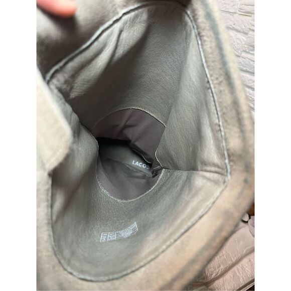 LACOSTE Cara Grey Beige Suede Leather Mid Calf Moccasin Slouch Boots - Picture 13 of 14